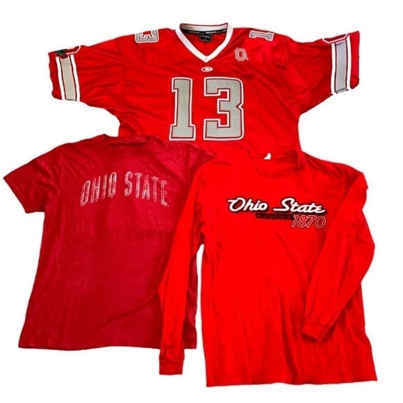 Lot of 3 Ohio State Buckeyes OSU Sz Large XL T Shirt Long Sleeve Football Jersey - Picture 1 of 8